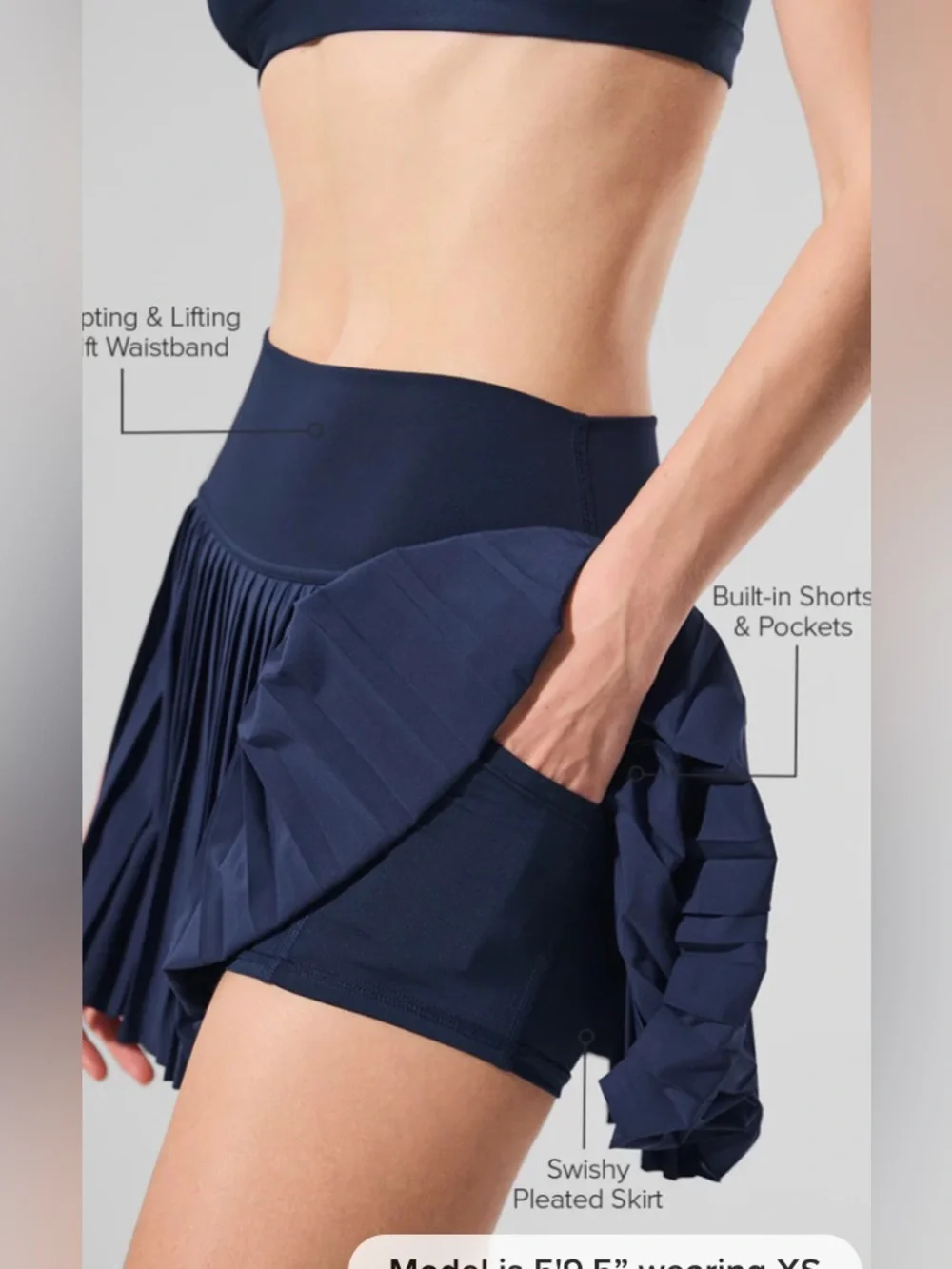 Like New! Alo Yoga Grand Slam Navy Tennis Skirt/ Medium